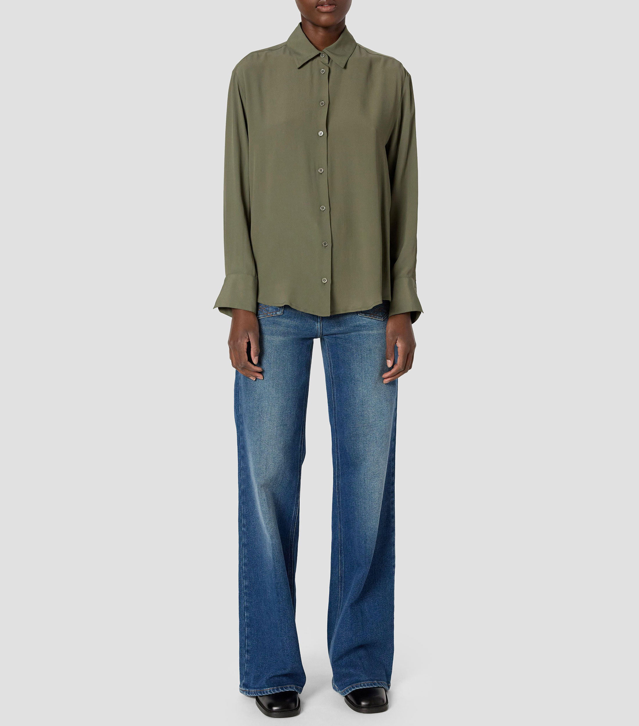 Camisa lisa manga larga Agathe Mujer
